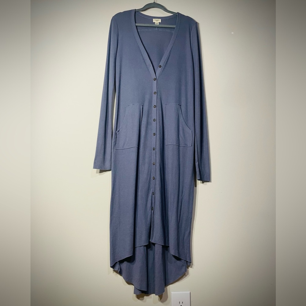 Pajama long soft nightgown. Cozy.  Polyester/Rayon blend.